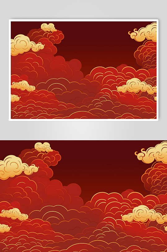 AI數(shù)字藝術(shù)橫版祥云國潮背景圖