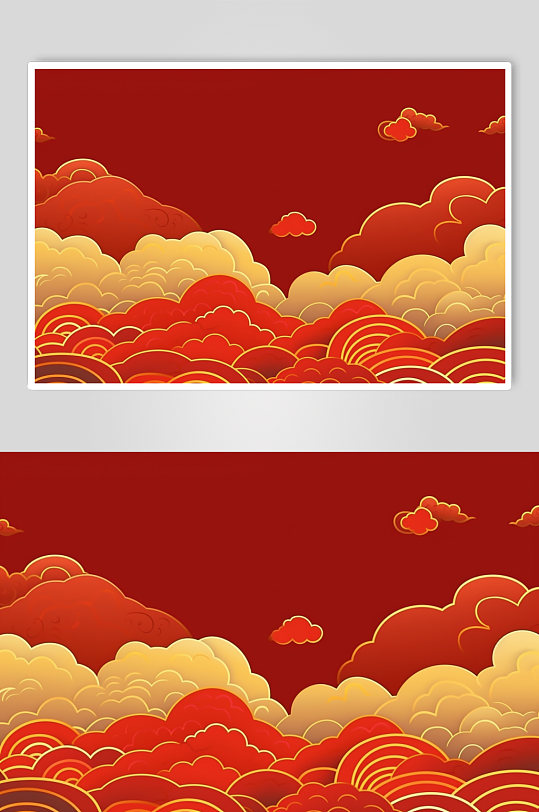 AI數(shù)字藝術(shù)橫版祥云國潮背景圖