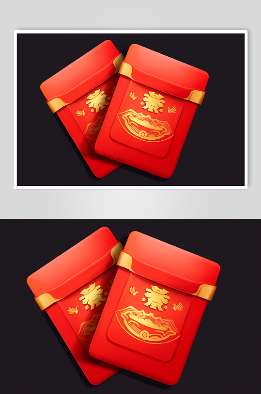 AI数字艺术中国风新年春节立体红包元素