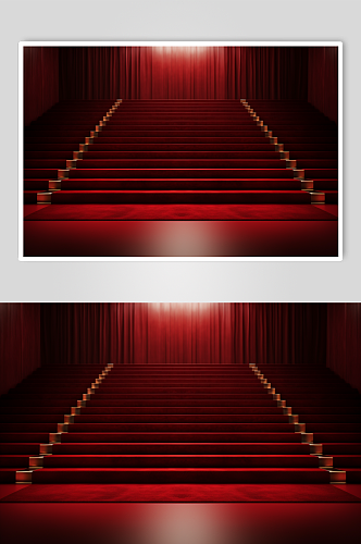 AI数字艺术红地毯楼梯背景图