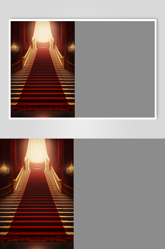 AI数字艺术红地毯楼梯背景图