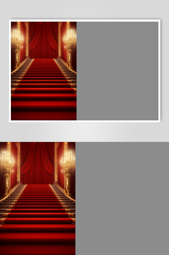 AI数字艺术红地毯楼梯背景图