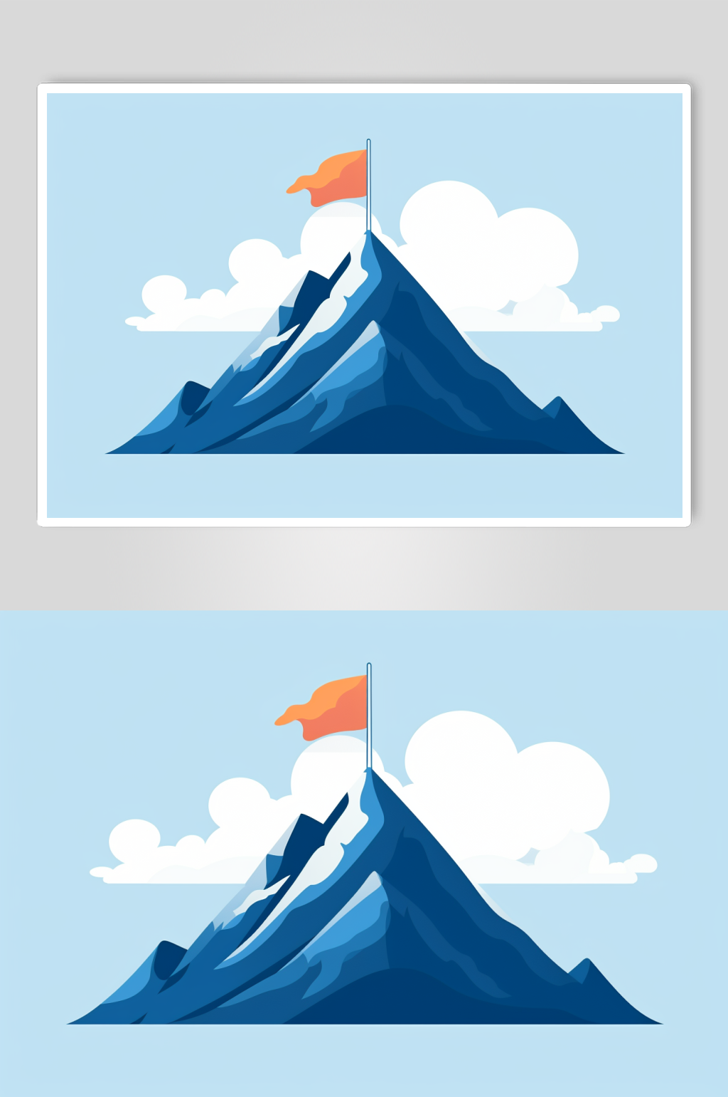 AI数字艺术山峰上插着的红旗背景插画素材