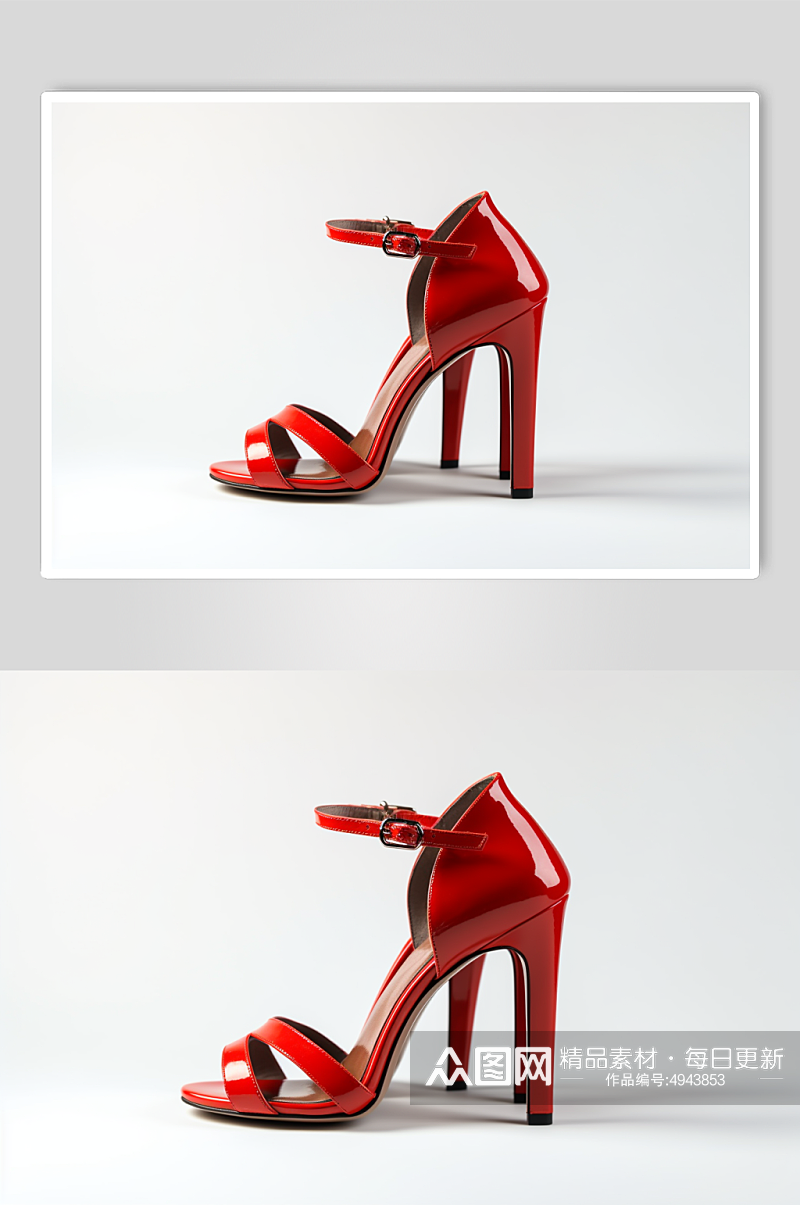 AI数字艺术简约红色高跟鞋摄影图片素材