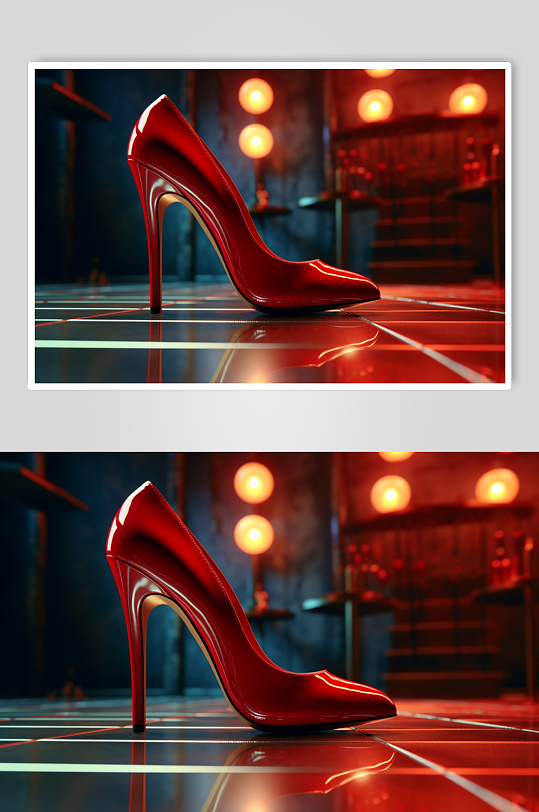 AI数字艺术高清红色高跟鞋摄影图片