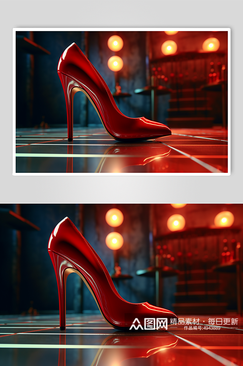 AI数字艺术高清红色高跟鞋摄影图片素材