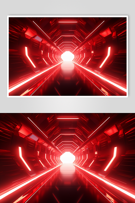 AI数字艺术科技感红色通道背景图