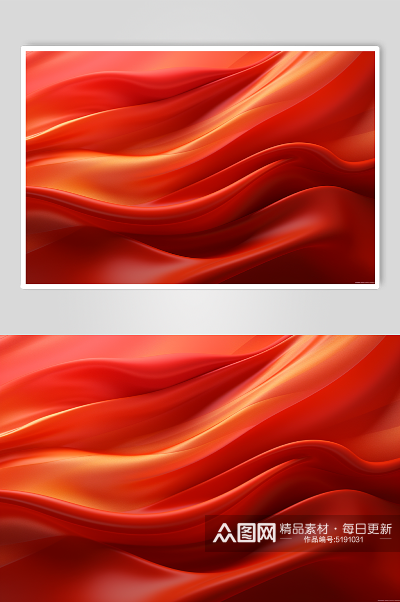 AI数字艺术红色抽象线条飘带背景素材