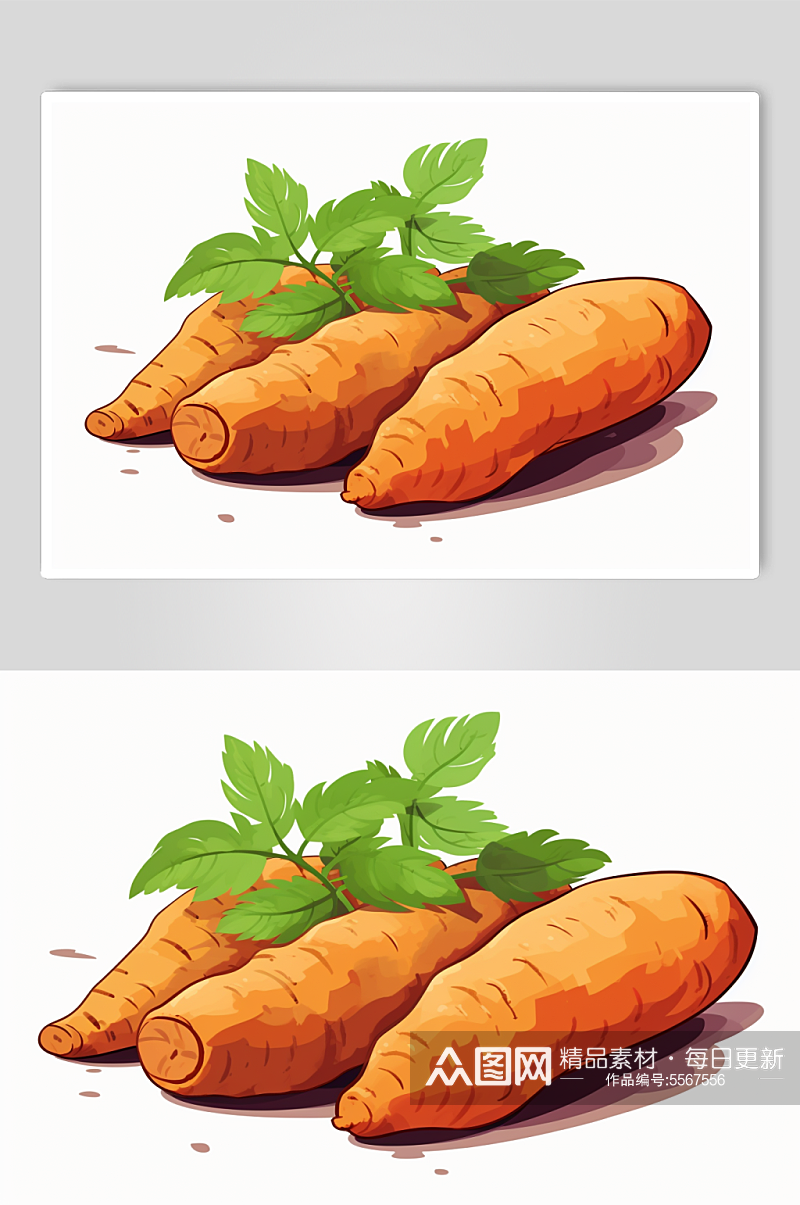 AI数字艺术手绘红薯番薯粗粮食物插画素材