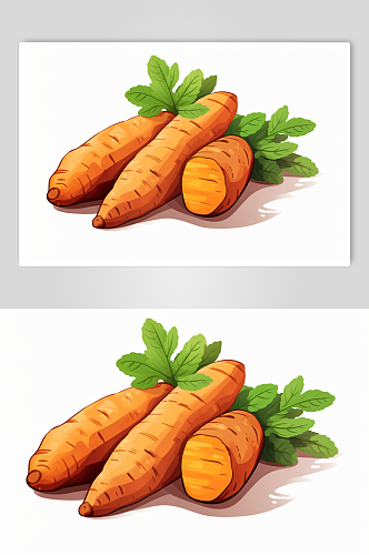 AI数字艺术手绘红薯番薯粗粮食物插画