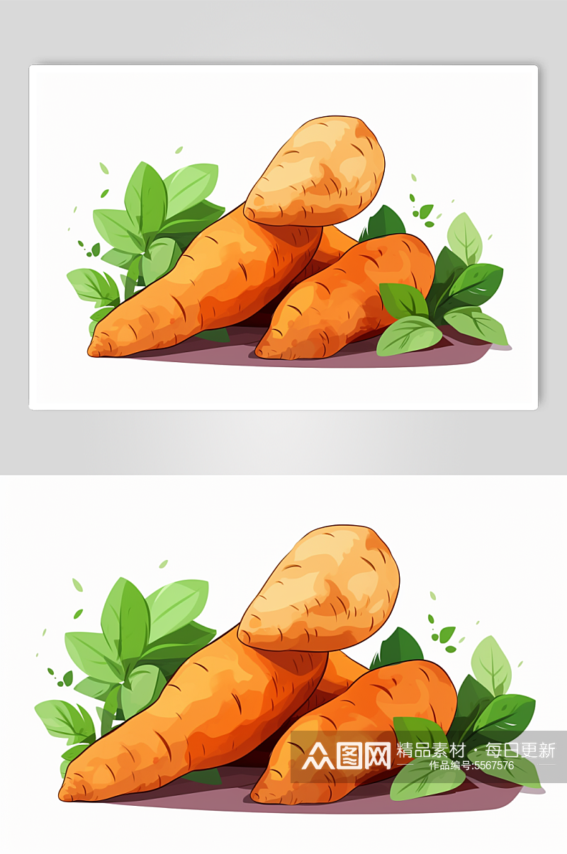 AI数字艺术手绘红薯番薯粗粮食物插画素材