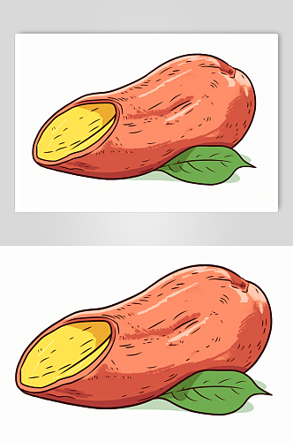 AI数字艺术手绘红薯番薯粗粮食物插画