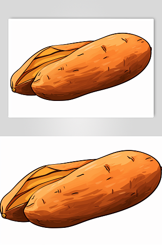 AI数字艺术手绘红薯番薯粗粮食物插画
