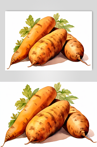 AI数字艺术手绘红薯番薯粗粮食物插画