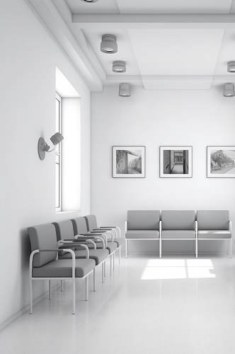 AI数字艺术高清候诊大厅医院场景摄影图片