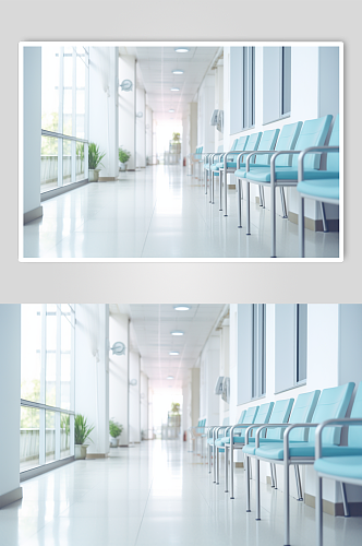 AI数字艺术候诊大厅医院场景摄影图