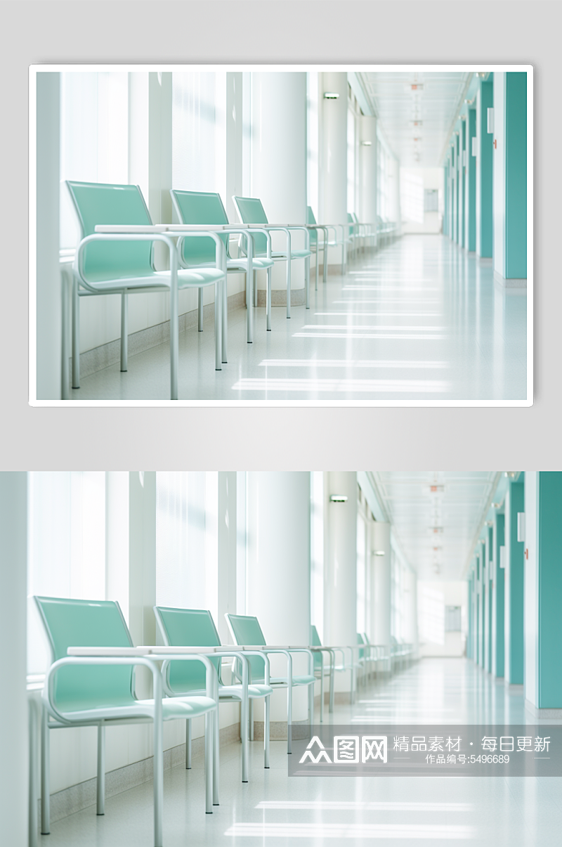 AI数字艺术候诊大厅医院场景摄影图素材