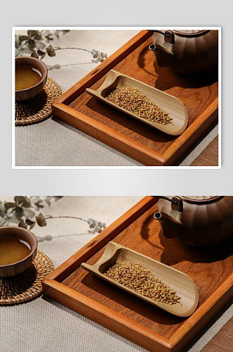 苦荞茶茶叶细节图茶文化茶艺花茶摄影图