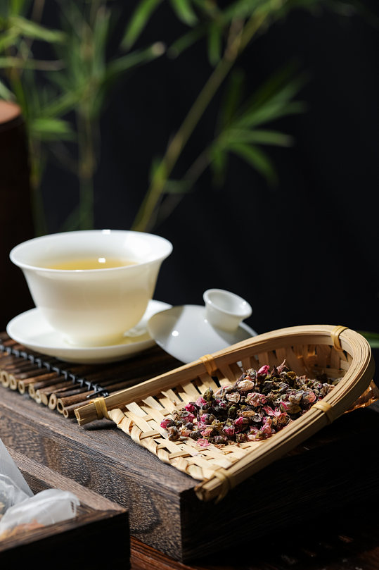 桃花茶茶文化茶道花茶摄影图