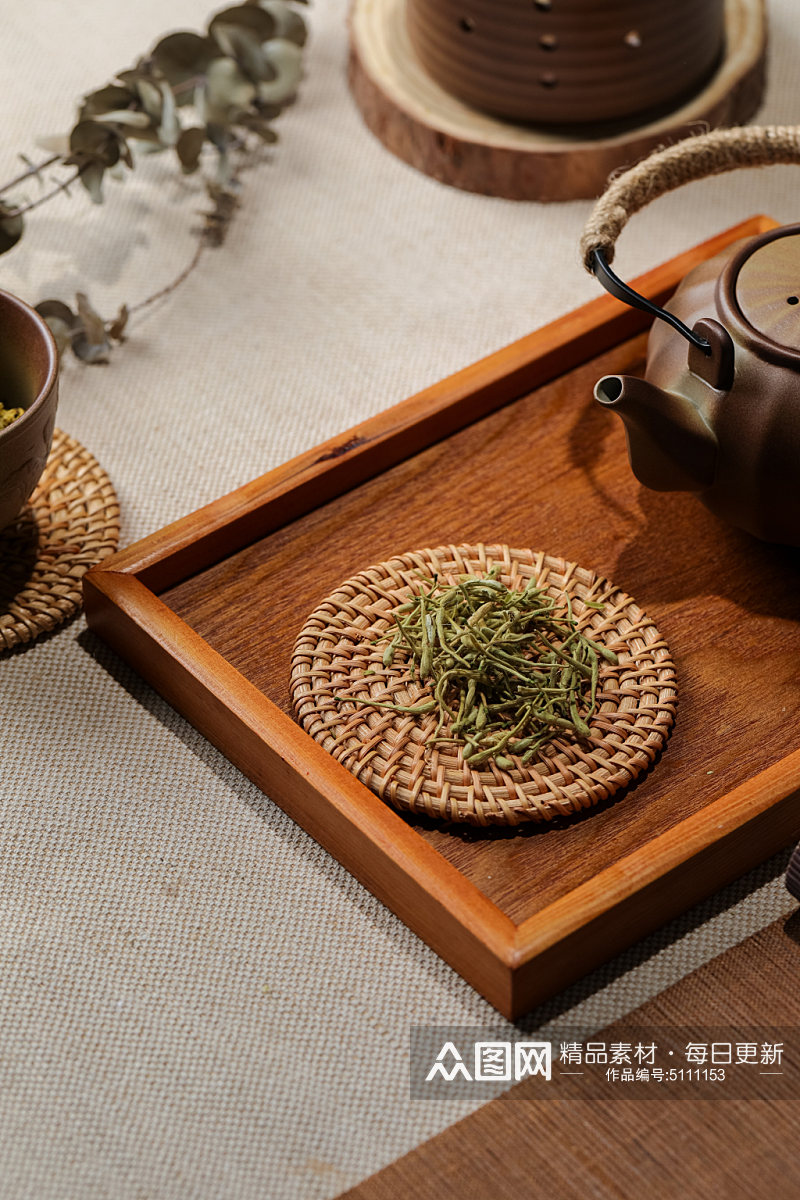 金银花茶茶文化茶道花茶摄影图素材