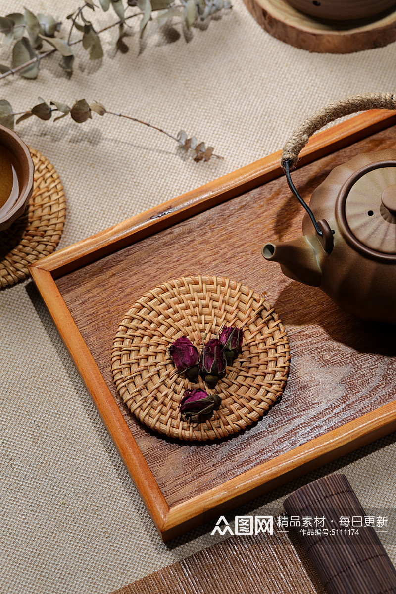 玫瑰禅茶玫瑰花茶叶茶文化花茶摄影图素材