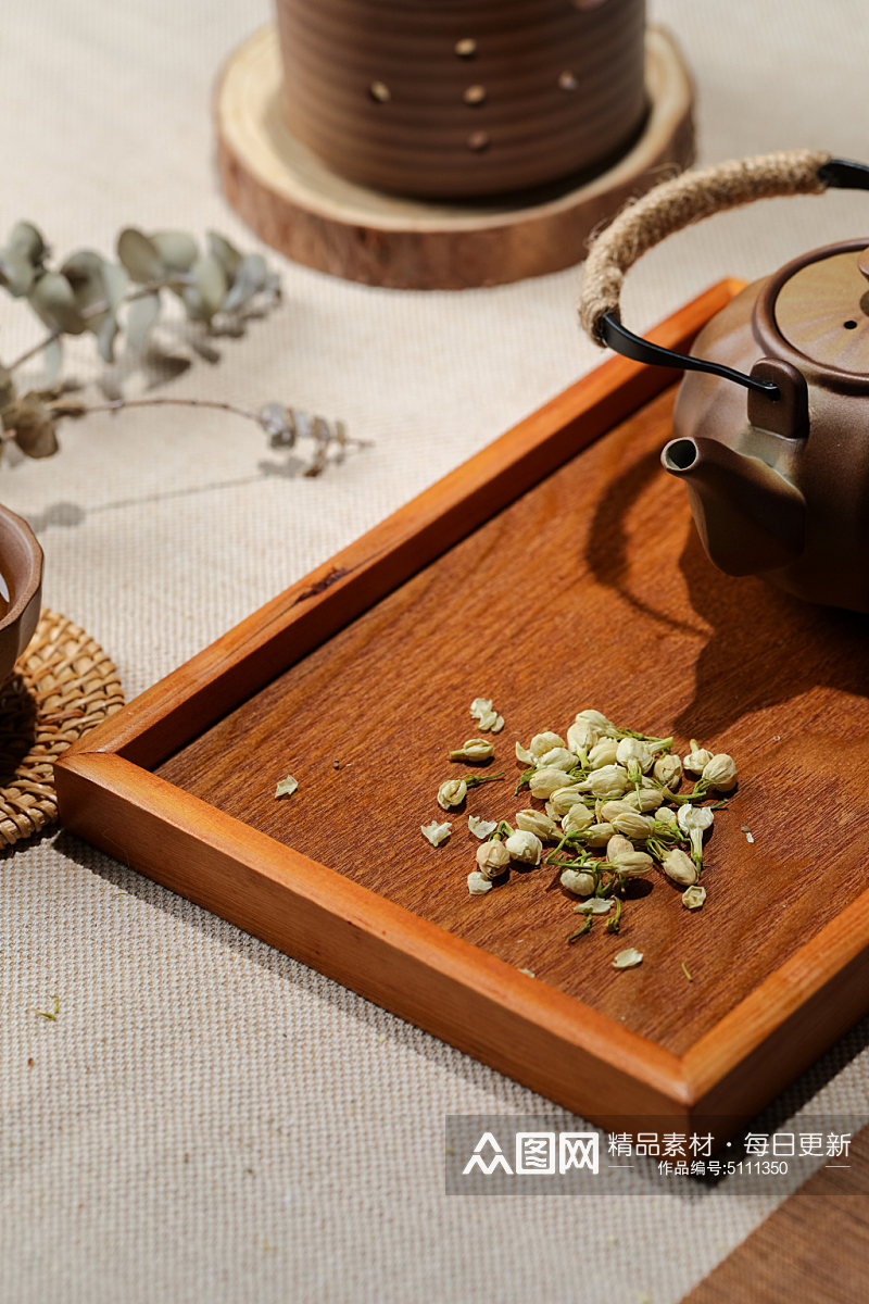 茉莉花茶茶文化茶道花茶摄影图素材