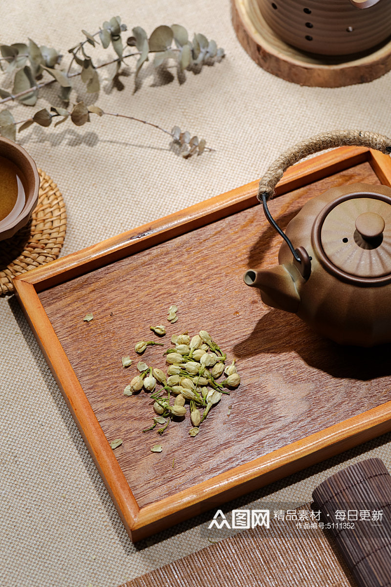 茉莉花茶茶文化茶道花茶摄影图素材
