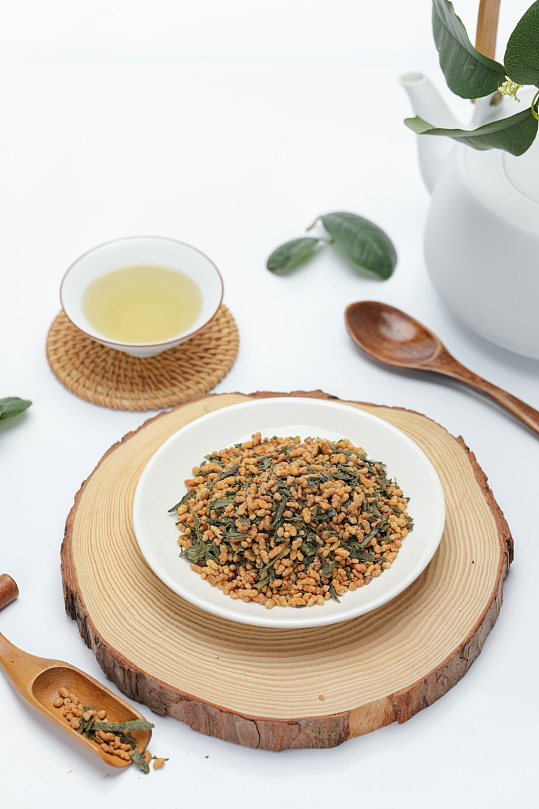 玄米茶茶文化茶道花茶摄影图
