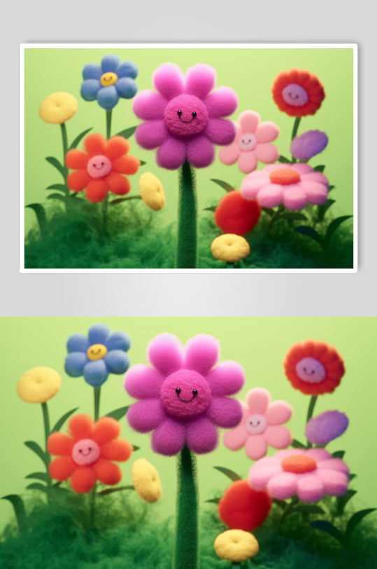 AI数字艺术感恩节卡通毛绒花卉花朵模型