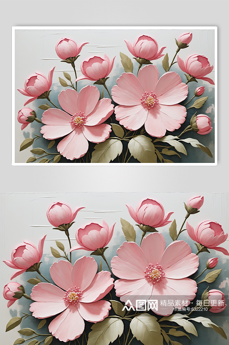 AI数字艺术花卉油画肌理装饰画素材