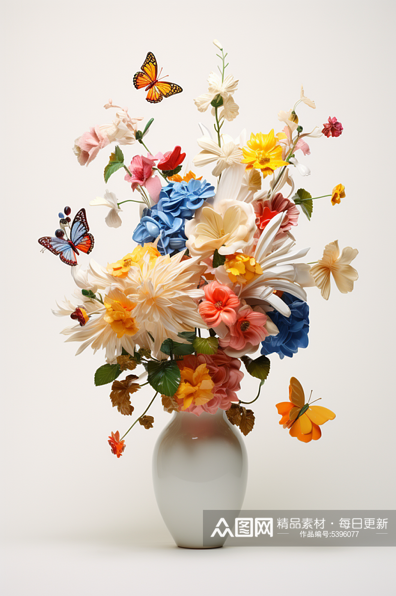 AI数字艺术花卉创意插花花朵组合插画素材