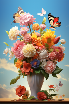 AI数字艺术花卉创意插花花朵组合插画