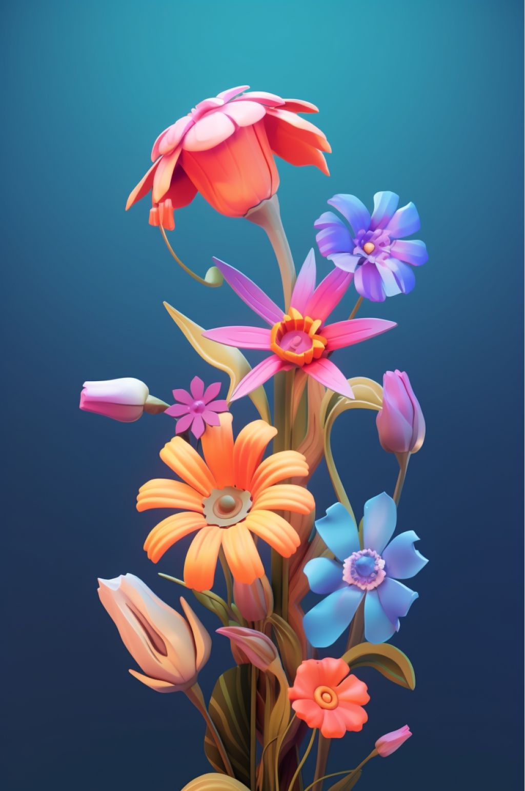 AI数字艺术原创CG花卉模型图片素材