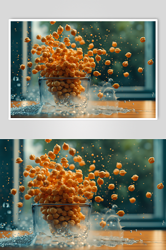 AI数字艺术油炸零食黄金豆图片
