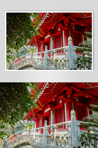 中国风古建筑花鸟市场摄影图片