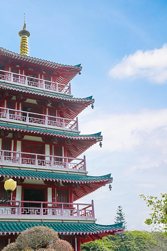 中国风古建筑花鸟市场摄影图片