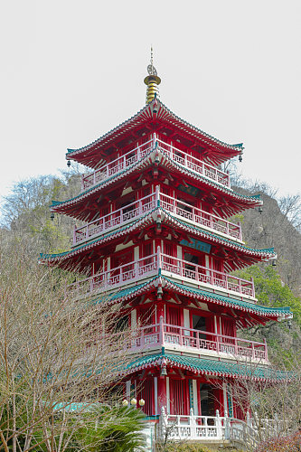 中国风古建筑花鸟市场摄影图片