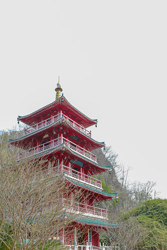 中国风古建筑花鸟市场摄影图片