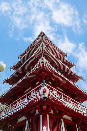 中国风古建筑花鸟市场摄影图片