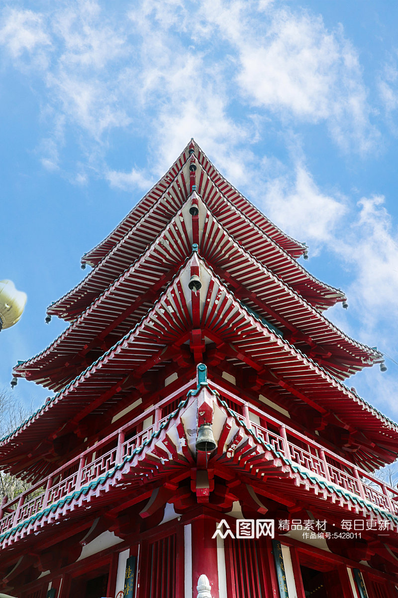 中国风古建筑花鸟市场摄影图片素材