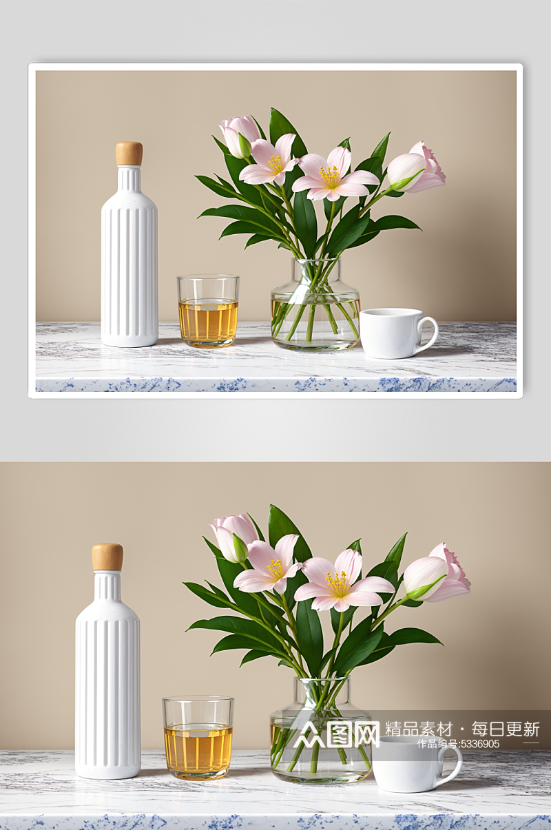 AI数字艺术花瓶装饰展示样机背景图图片素材