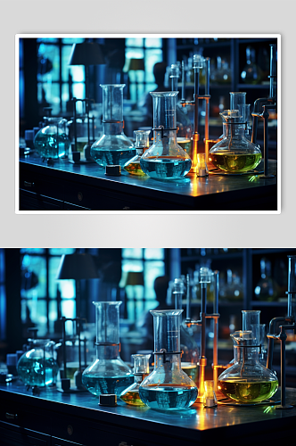 数字艺术科学化学实验室室内场景摄影图