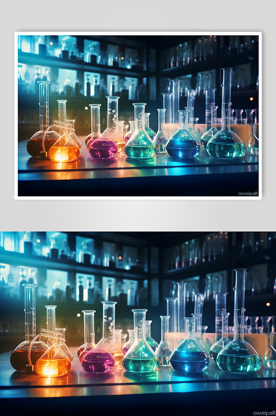 数字艺术科学化学实验室室内场景摄影图