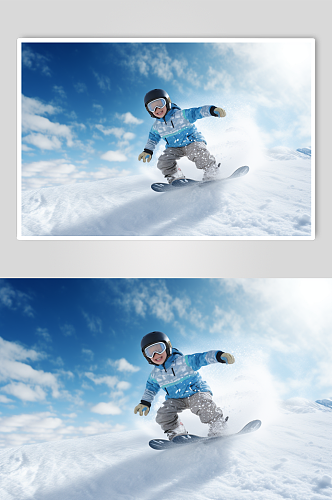 AI数字艺术儿童滑雪人物摄影图
