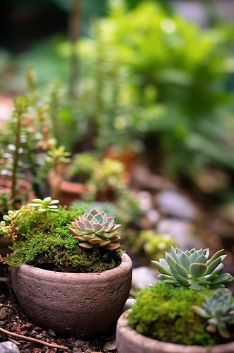 AI数字艺术小花园绿植盆栽摄影图片