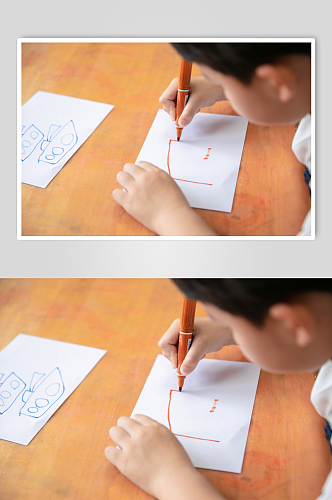 背带裤儿童小画家绘画儿童人物摄影图片