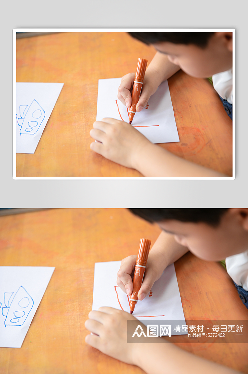 背带裤儿童小画家绘画儿童人物摄影图片素材