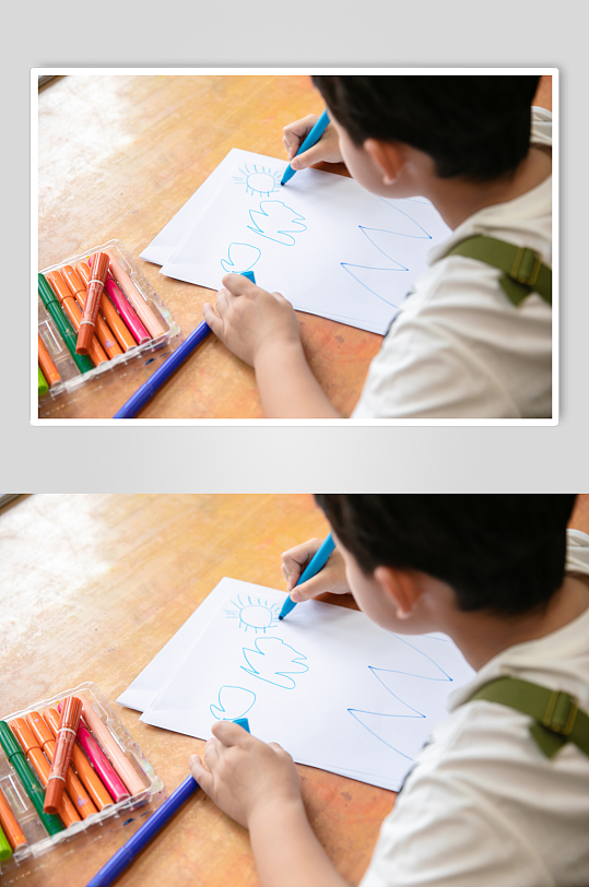 背带裤儿童小画家绘画儿童人物摄影图片