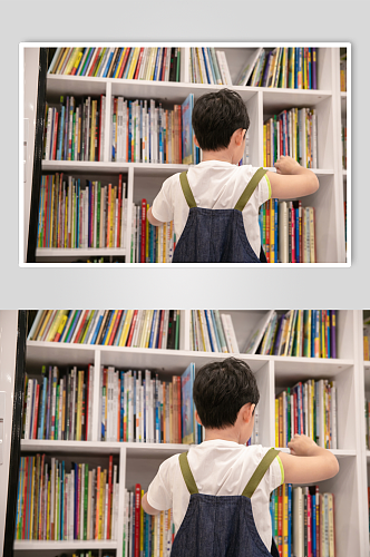 图书馆背带裤绘画儿童人物摄影图片