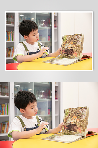 图书馆背带裤绘画儿童人物摄影图片